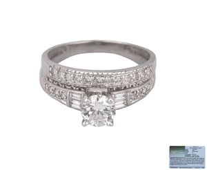 Modern 18K White Gold 0.78 CT Round Brilliant Diamond Engagement Ring Set EGL