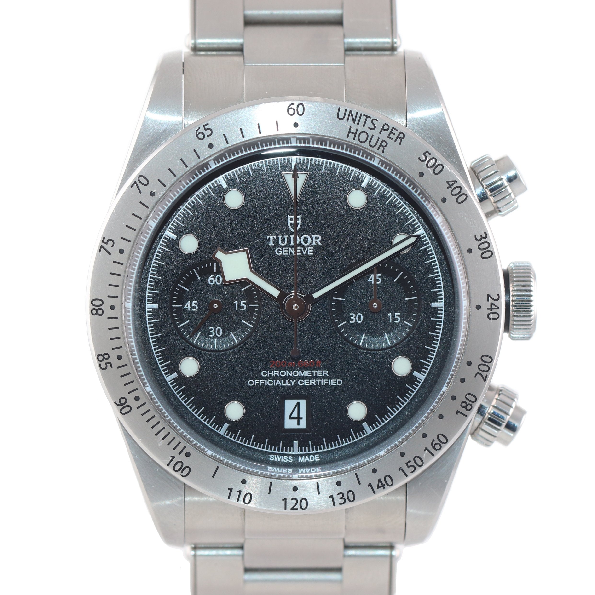 2019 Tudor Black Bay Heritage Chronograph 79350 Steel Black 41mm Date Watch