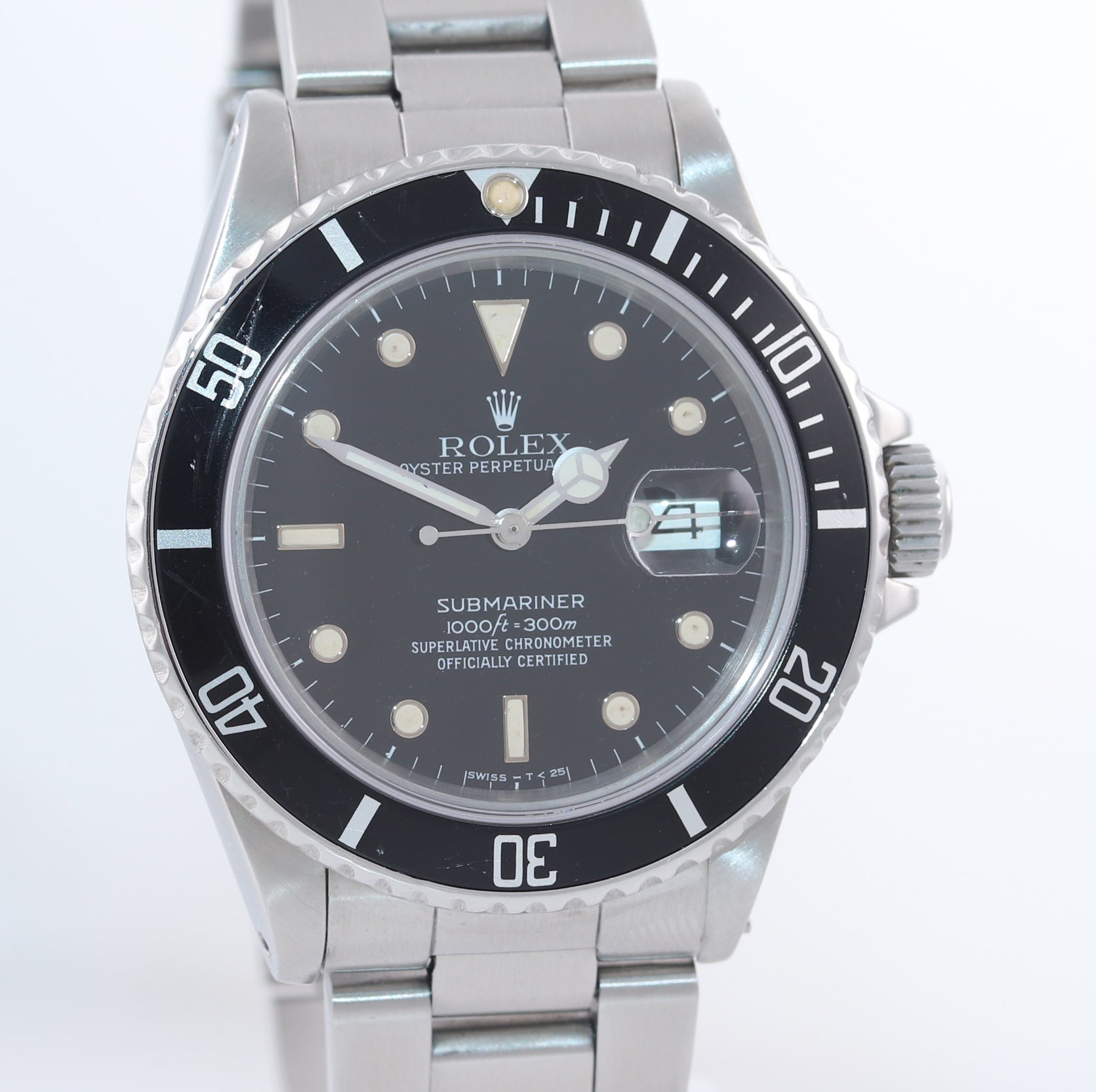 PATINA TRITIUM Rolex Submariner Date 16800 16610 Steel Black 40mm Dive Watch