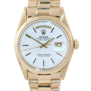 Rolex Day-Date President 36mm 1803 Yellow Gold 36mm White Stick Pie Pan Watch
