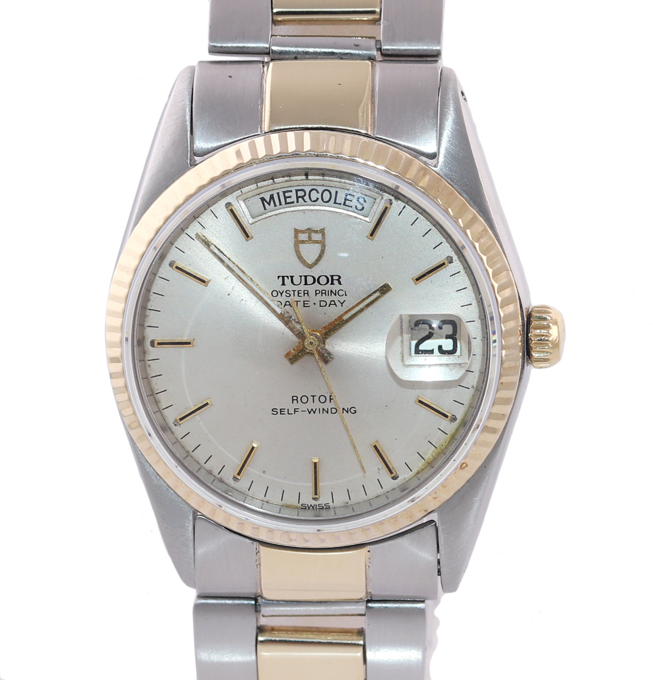 Tudor Prince Day-Date Steel 94510 36mm Champagne Stick Silver Automatic Watch