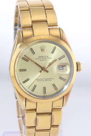 VTG Rolex Date Gold Shell 15505 34mm Champagne Stick Oyster Perpetual Watch