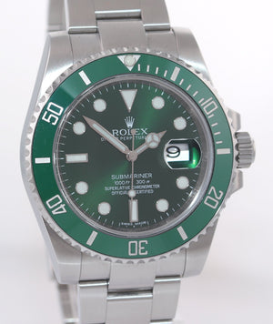 2015 PAPERS Rolex Submariner Hulk Green Ceramic 116610LV Steel Watch Box