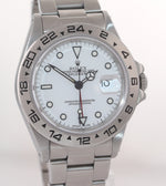 RARE Rolex Explorer II 16550 Fat Font Stainless Polar White Date GMT Date Watch