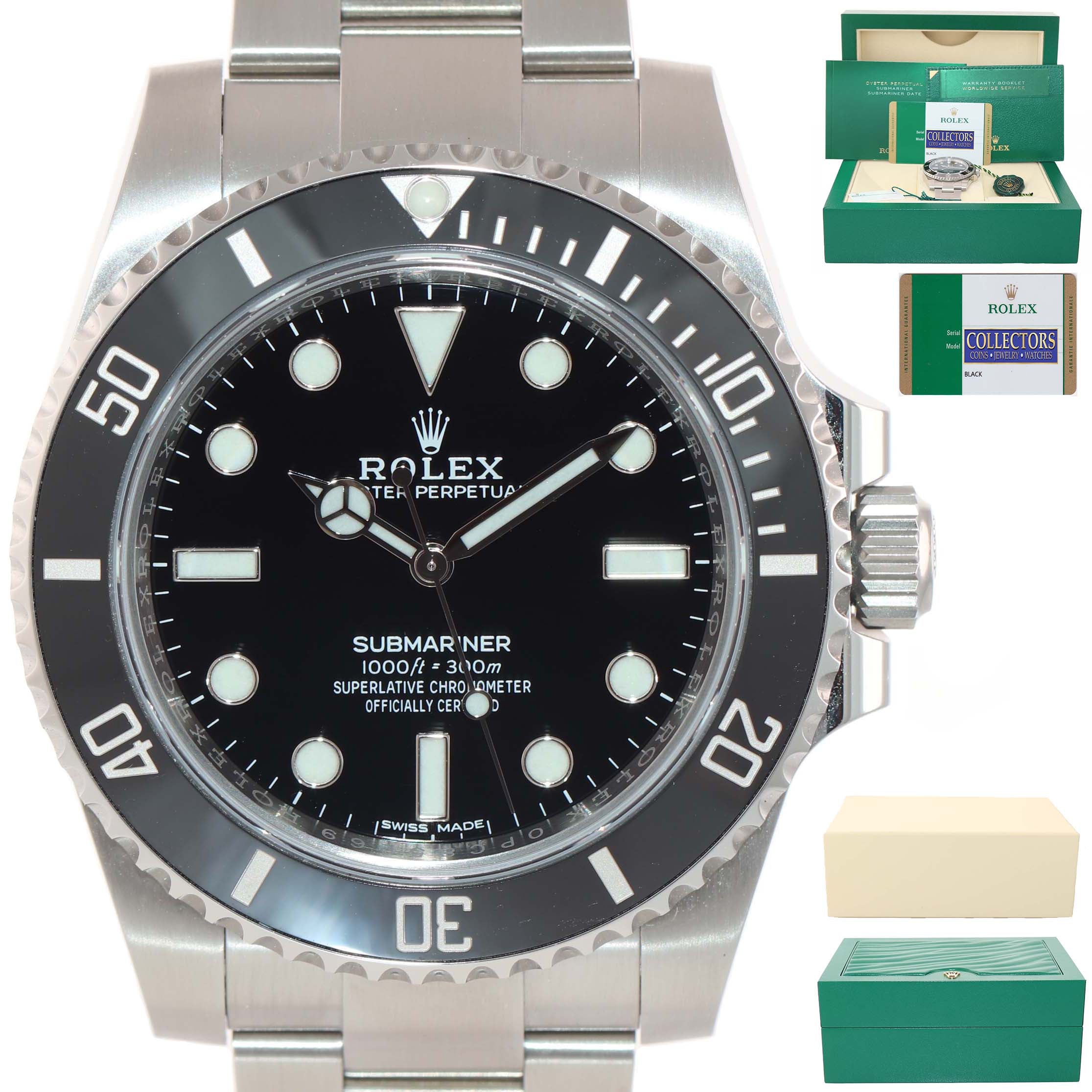 2016 PAPERS Rolex No-Date 114060 Steel Black Watch