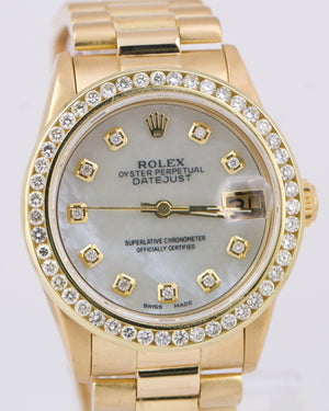 Rolex DateJust President MOTHER OF PEARL DIAMOND 31mm 18K Yellow Gold 68278