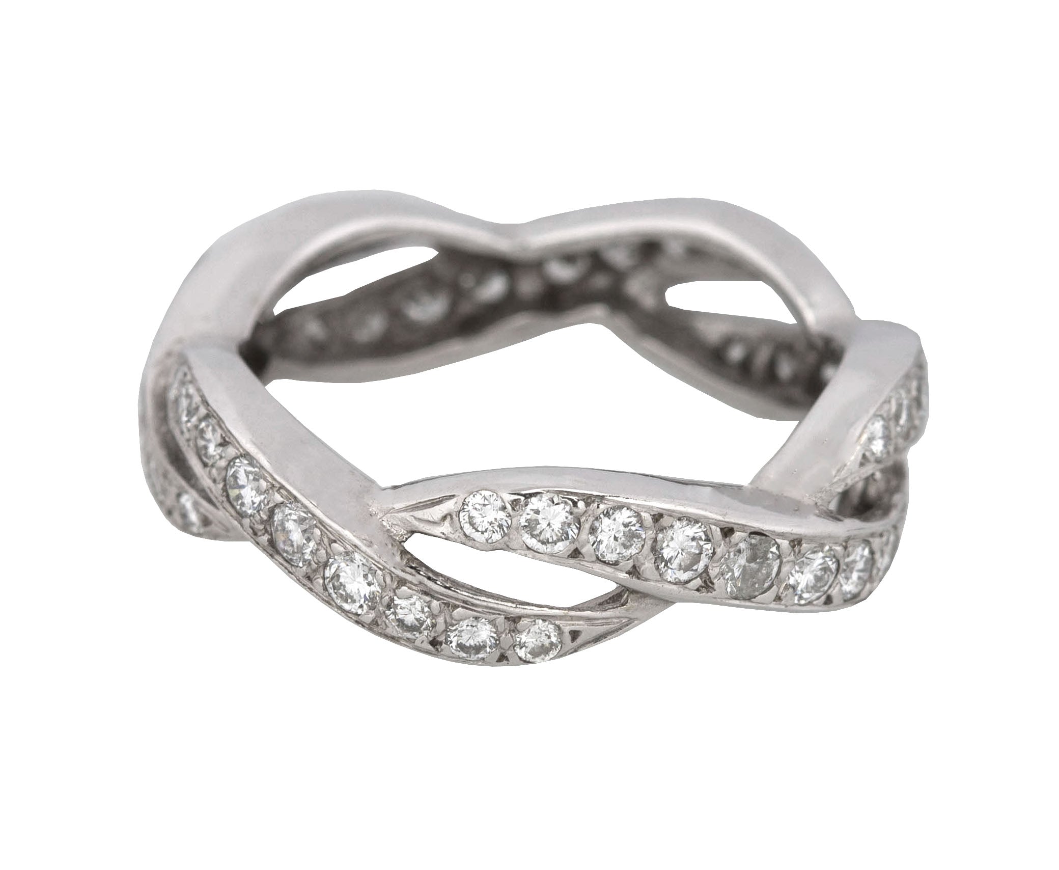 Women's Modern 14K White Gold 1.05ctw Diamond Infinity Eternity Band Ring