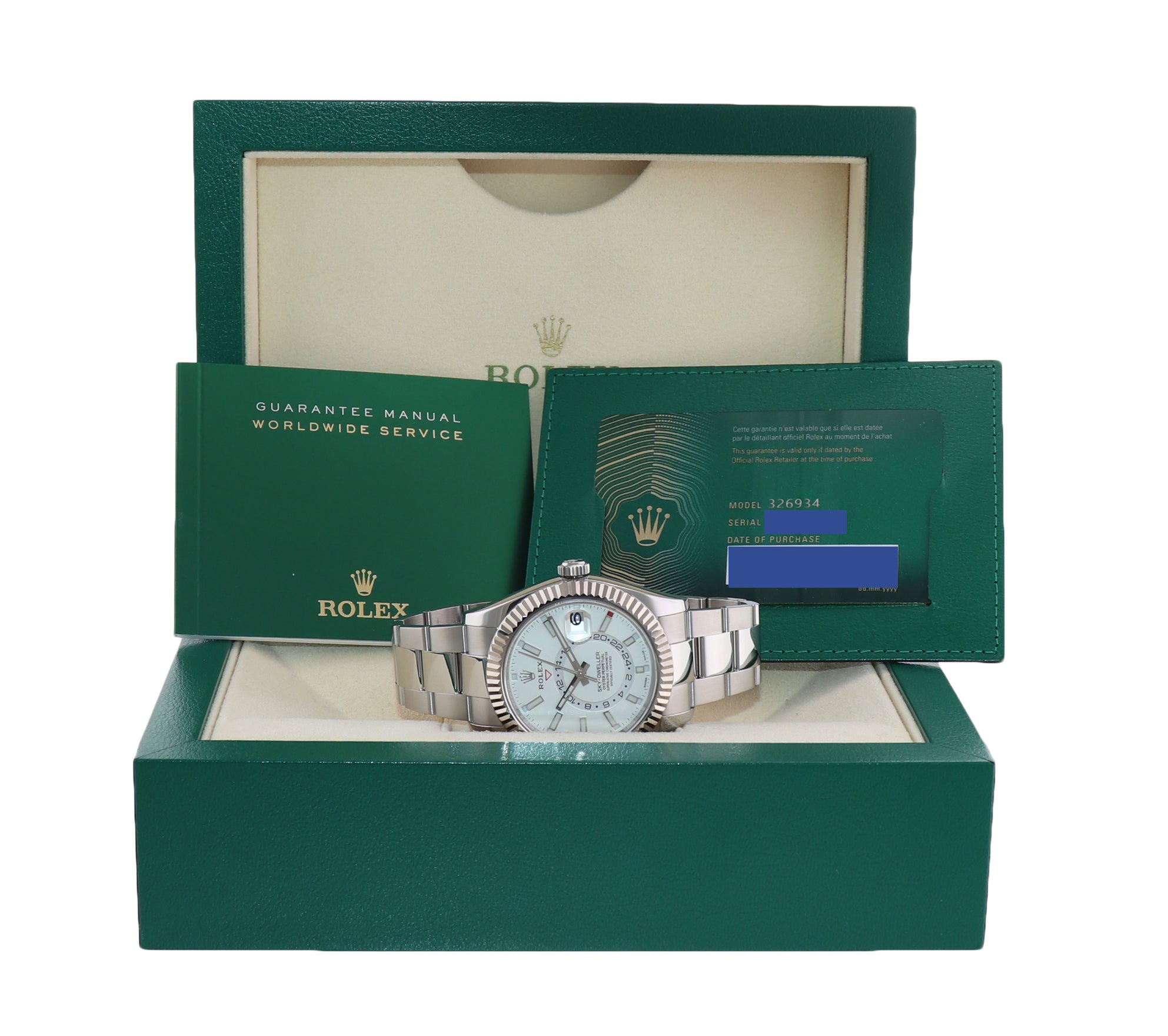 2020 PAPERS Rolex Sky-Dweller Stainless White Gold White 42mm 326934 Watch Box