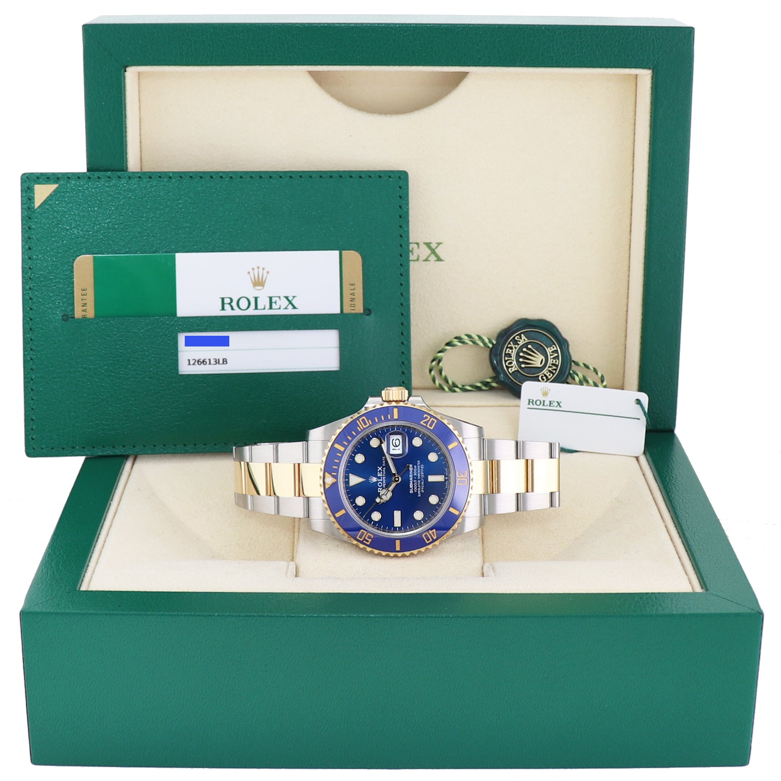 PAPERS Rolex Submariner 41mm Blue 126613LB Two Tone Gold Steel Watch