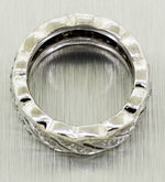 1930s Antique Art Deco 14k Solid White Gold 0.78ctw Diamond Swirl Ring