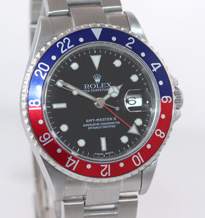 2006 PAPERS PEPSI Rolex GMT-Master II Steel 16710 40mm Blue Red Watch SEL Box