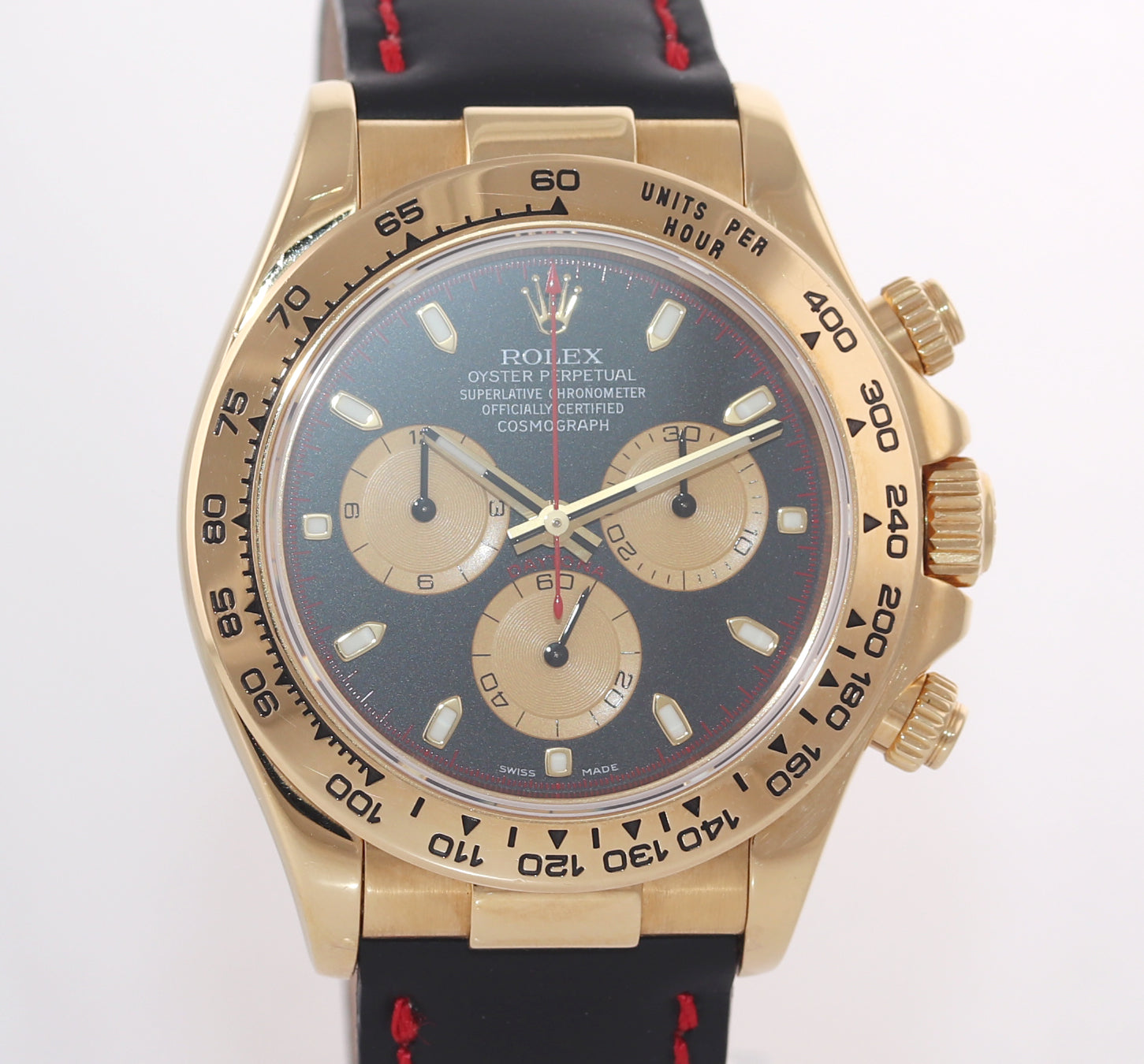 PAUL NEWMAN Rolex Daytona 116518 Gold Black Dial 18k Yellow Gold Leather Watch