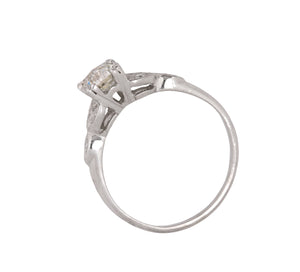 Antique Art Deco Platinum 0.78 CT Old European Cut Diamond Engagement Ring