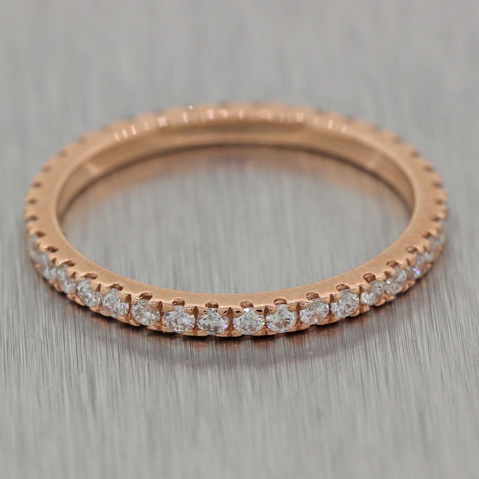 Modern 14k Rose Gold 0.53ctw Diamond Wedding Band Ring