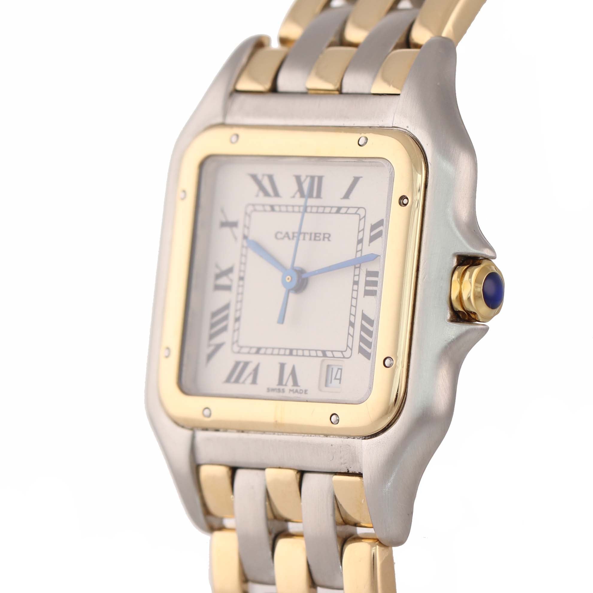 Ladies Cartier Panthere 18k Gold Steel 3 Row Two Tone 26mm Quartz Date Watch