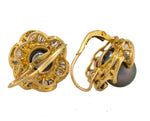 Ladies 14K Yellow Gold 0.84ctw Tahitian Pearl Baguette Cut Diamond Drop Earrings