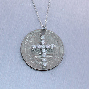 Modern 14k White Gold 0.85ctw Diamond Cross 18" Necklace