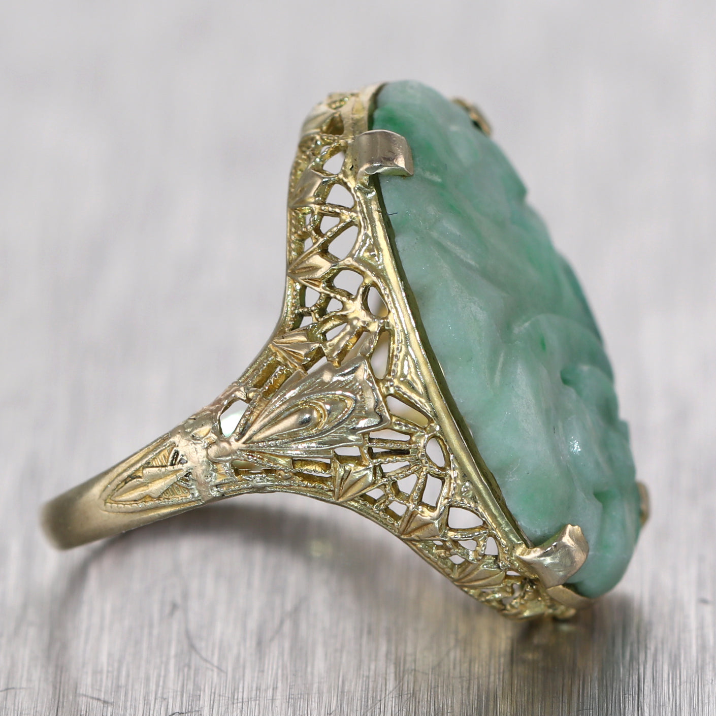 Delicate Nephrite Jade Cocktail Ring