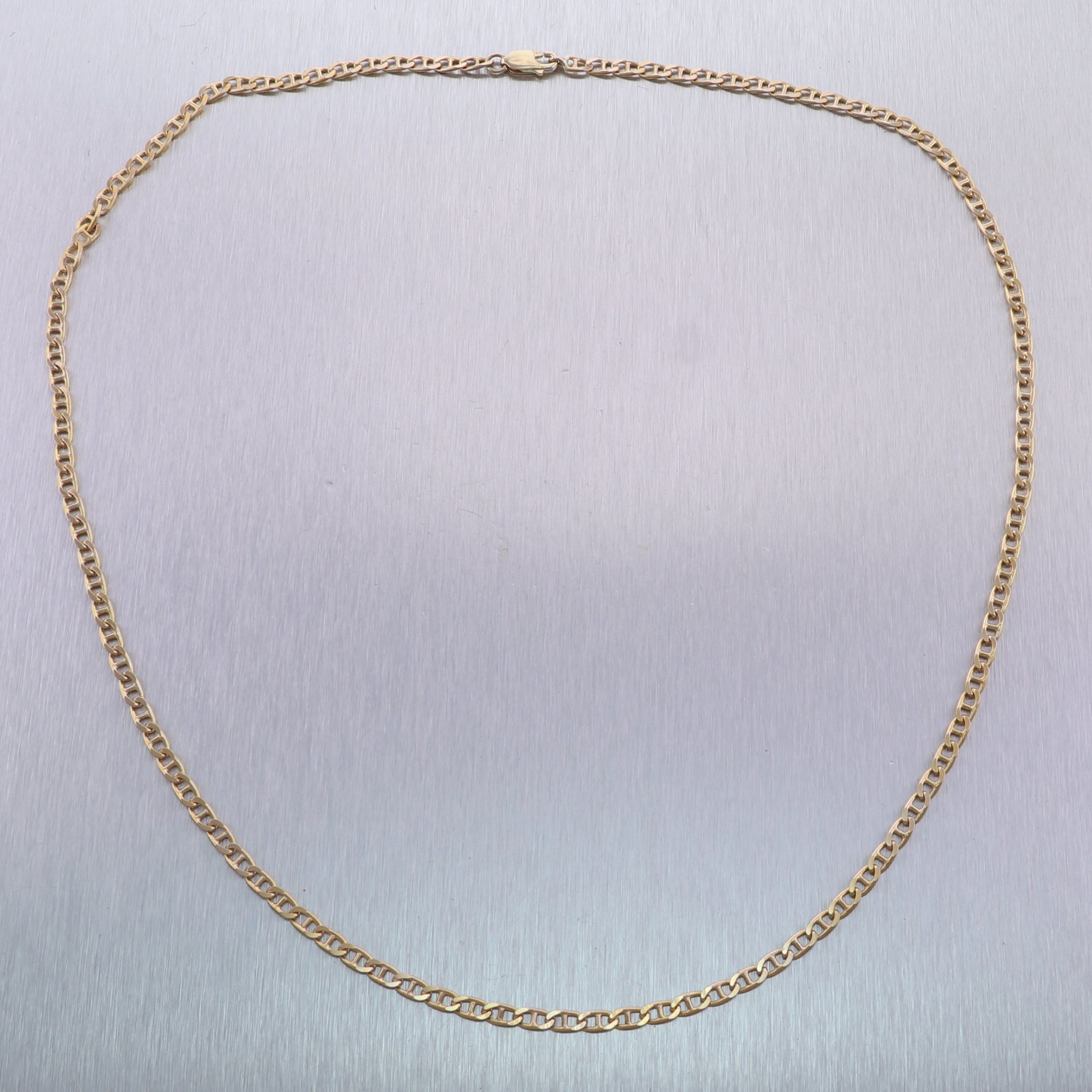 Men's 17.5g 14k Yellow Gold Anchor Mariner Chain 24" Necklace
