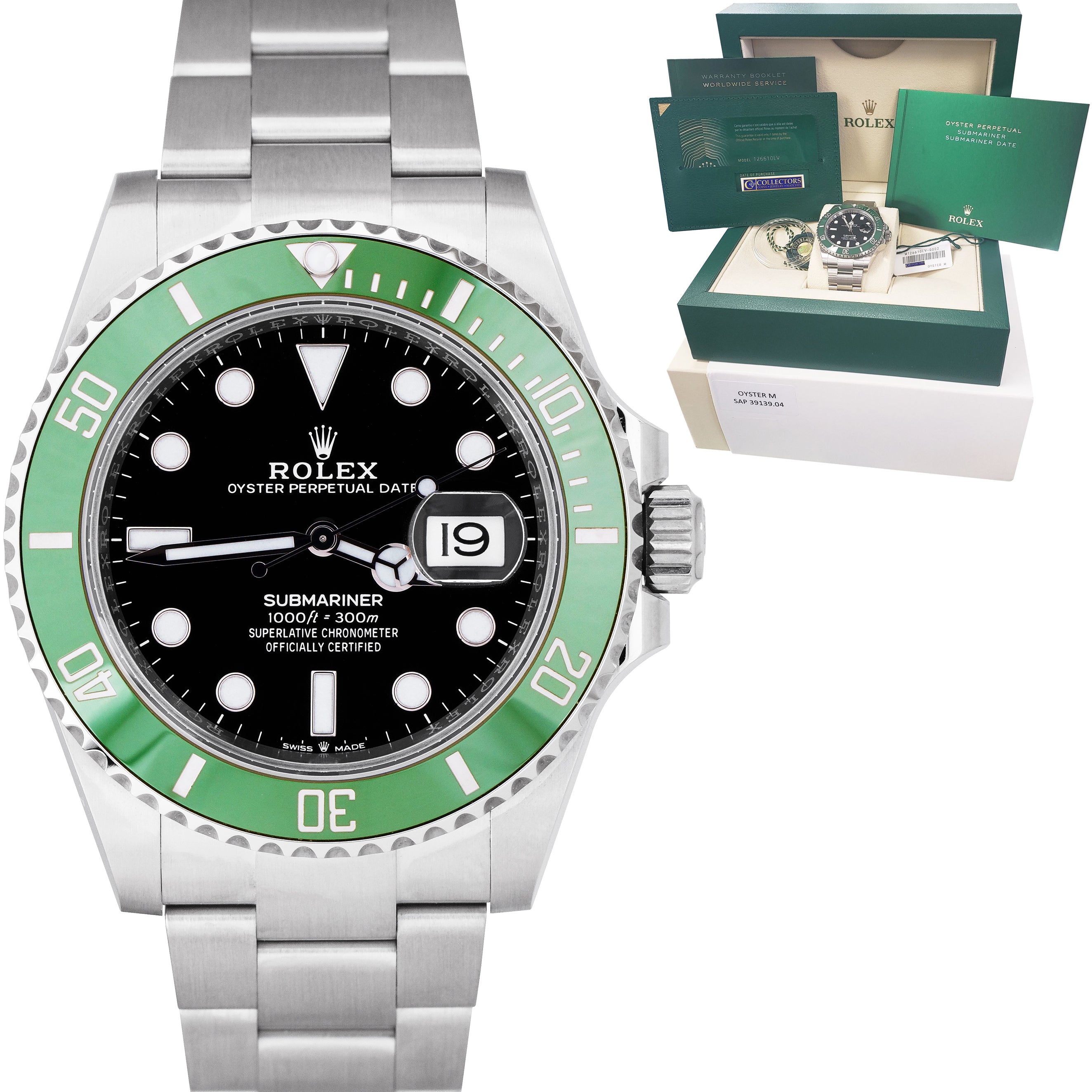 Rolex Submariner Kermit Green Ceramic Bezel Mens Watch 126610 Unworn