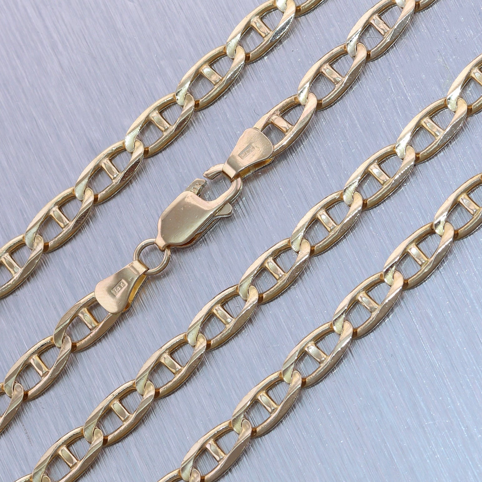 8.8mm Rhodium Plated Flat Mariner Chain Necklace