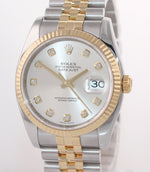 2008 PAPERS Rolex DateJust Jubilee 36mm Diamond 116233 Gold Two Tone Watch Box