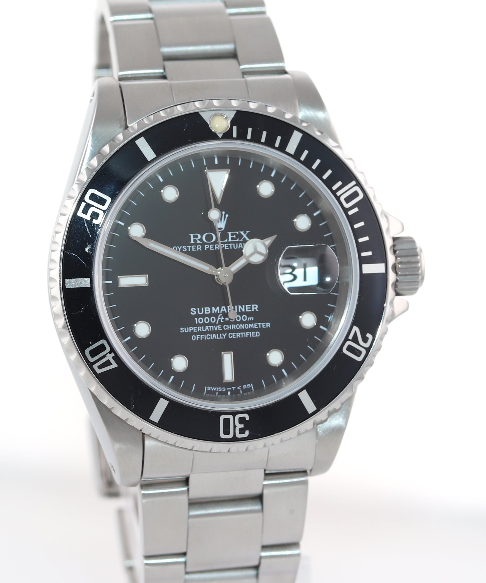 PAPERS TRITIUM DIAL Rolex Submariner Date 16610 Steel Black 40mm Watch Box