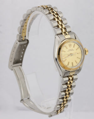 Ladies Rolex Oyster Perpetual 24mm Champagne 6719 Two-Tone Steel Jubilee Watch
