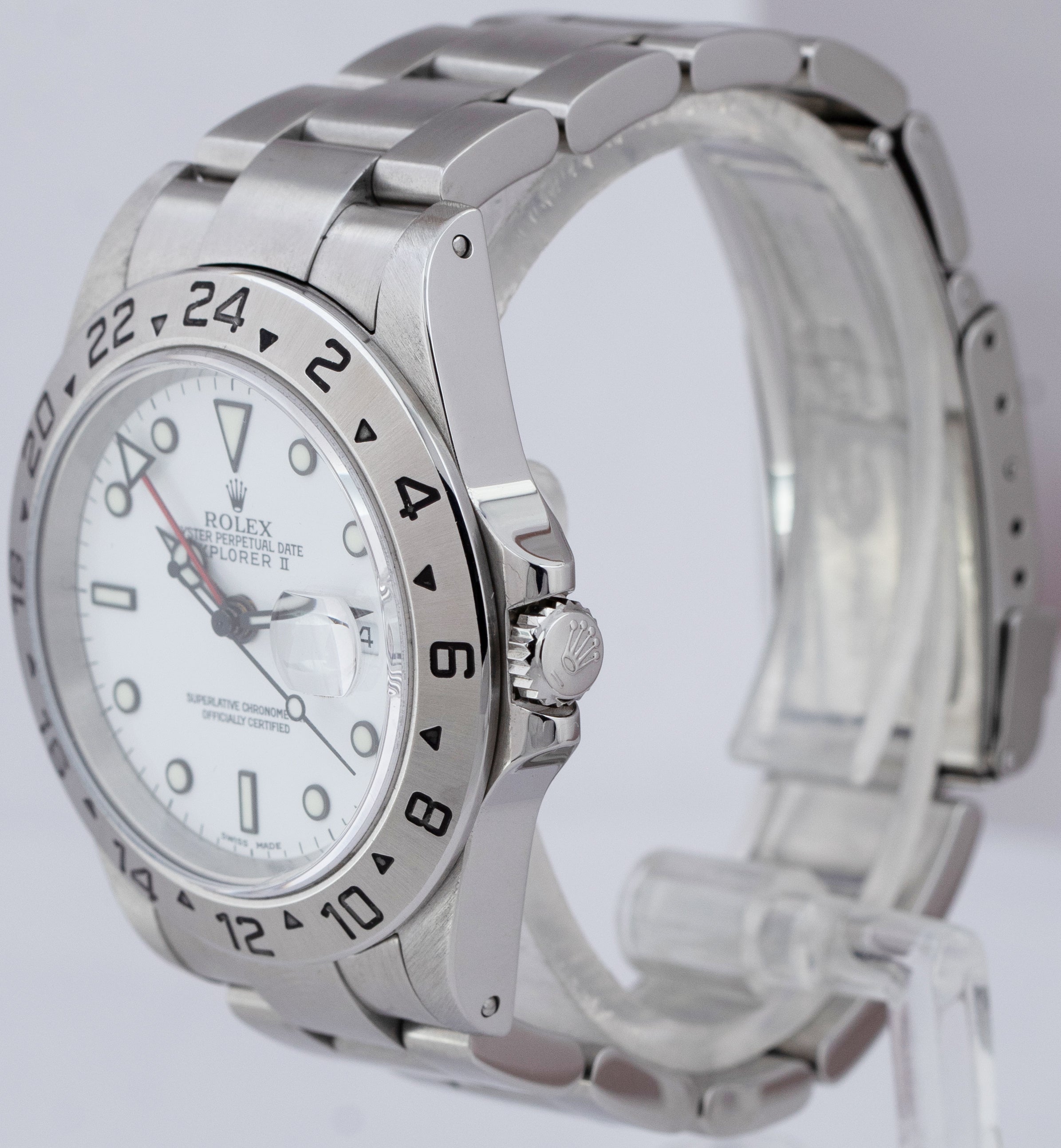Rolex Explorer II Polar White Stainless Steel GMT SEL Oyster 40mm Watch 16570