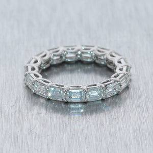 Modern 14k White Gold 3.40ctw Emerald Cut Diamond Eternity Wedding Band Ring