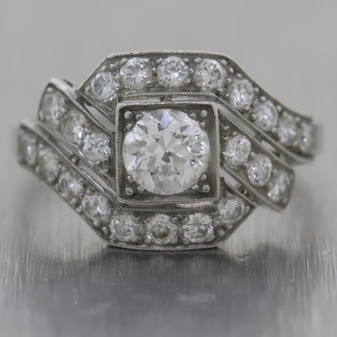 1930's Antique Art Deco Platinum 1ctw Diamond Ring