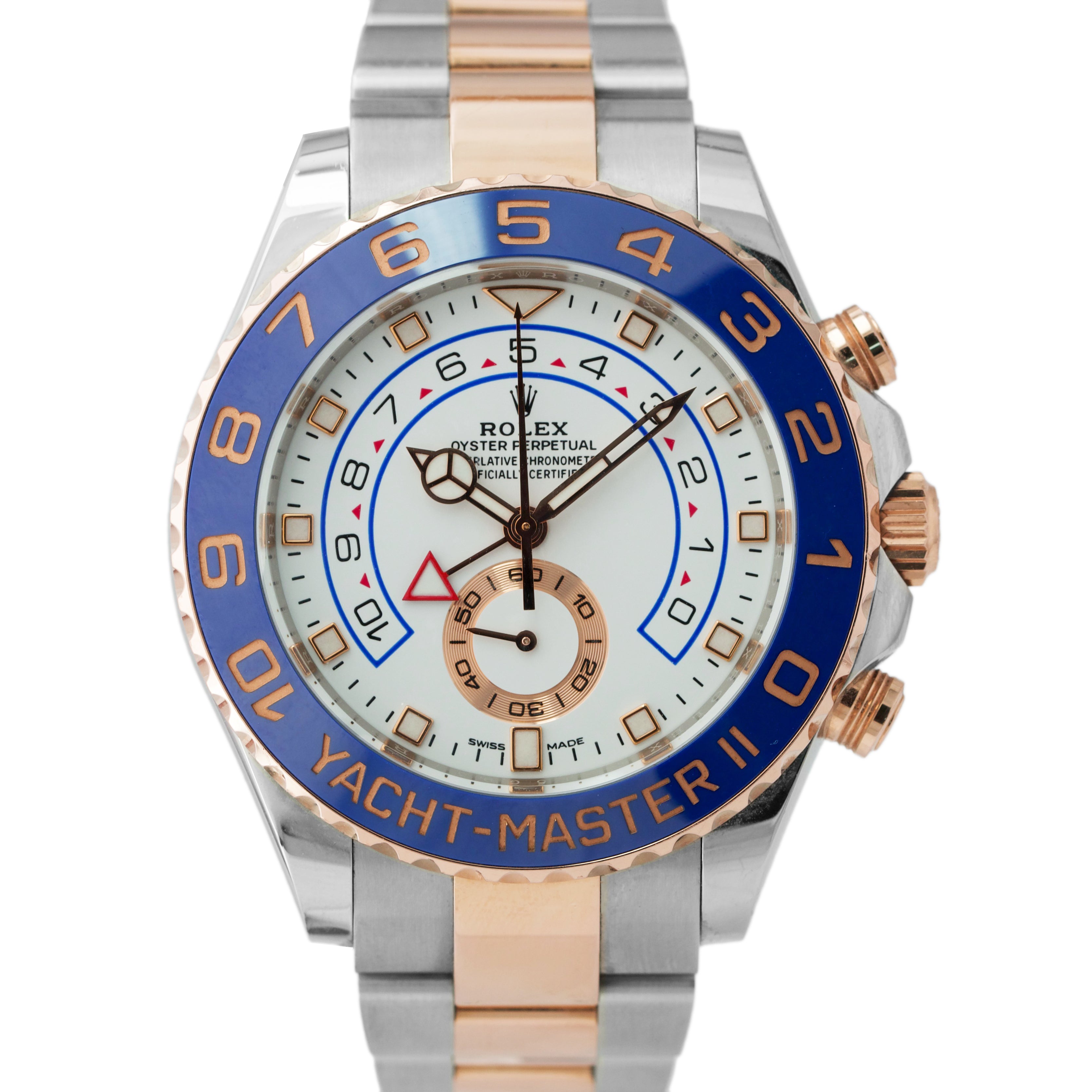 2018 Rolex Yacht-Master II MERCEDES HANDS 44mm Two-Tone Rose Watch 116681 B+P
