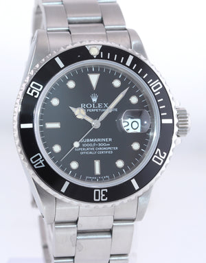 Rolex Submariner Date 16800 Steel Black 40mm Dive Watch Box