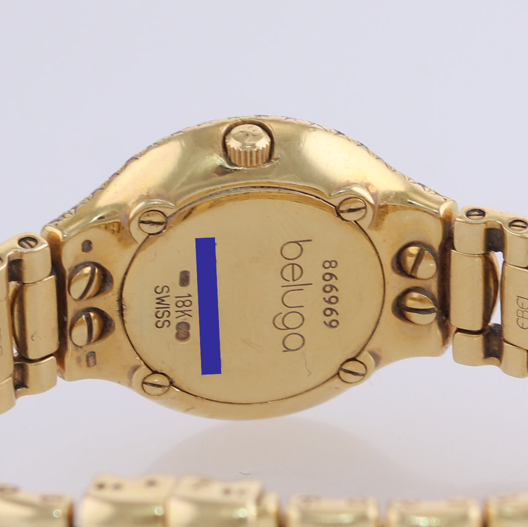 Ladies Ebel Beluga 866969 18k Yellow Gold Diamond MOP 25mm 67.6g Watch
