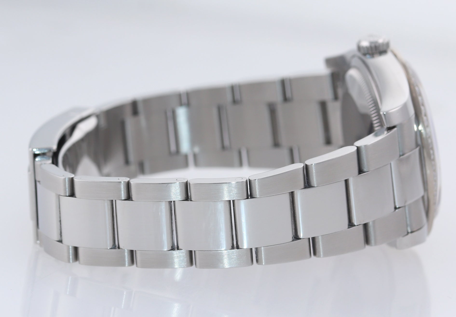 MINT 2015 Rolex DateJust 116244 Black ORIGINAL Diamond Bezel 36mm Steel Watch