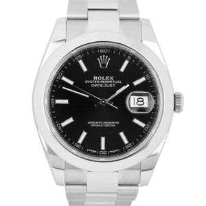 MINT Rolex DateJust II 41mm 116300 Black Smooth Bezel Stainless Steel Watch