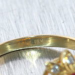 Vintage Estate 18k Yellow Gold 0.28ctw Diamond & Ruby Ring