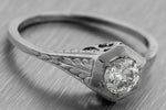 Antique Art Deco Estate 14K White Gold 0.43ct Diamond Engagement Ring EGL USA