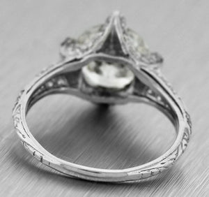$25,080 Art Deco Estate Platinum 2.99ctw Old European Diamond Engagement Ring