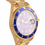 REHAUT MINT 2007 Rolex 16618 Submariner 18K Yellow Gold Blue Sunburst Dial Watch