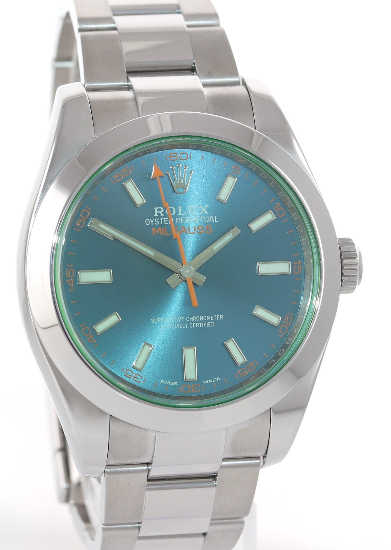 2018 PAPERS Rolex Milgauss Blue Dial Anniversary Green 116400GV Steel Watch Box