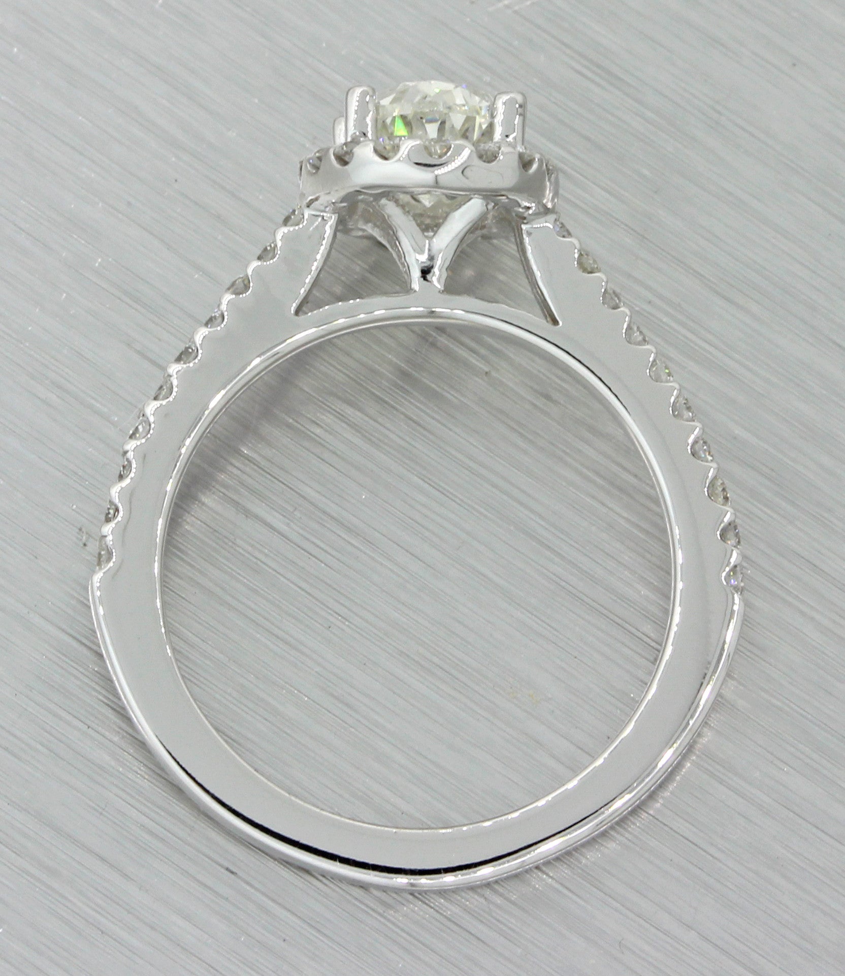 14k Solid White Gold 1 41ctw Oval Diamond Halo Engagement Ring EGL Int 14k Solid White Gold 1 41ctw Oval Diamond Halo Engagement Ring EGL Int