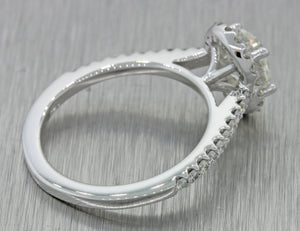 14k Solid White Gold 1.41ctw Oval Diamond Halo Engagement Ring EGL International