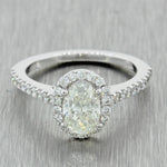 14k Solid White Gold 1.41ctw Oval Diamond Halo Engagement Ring EGL International