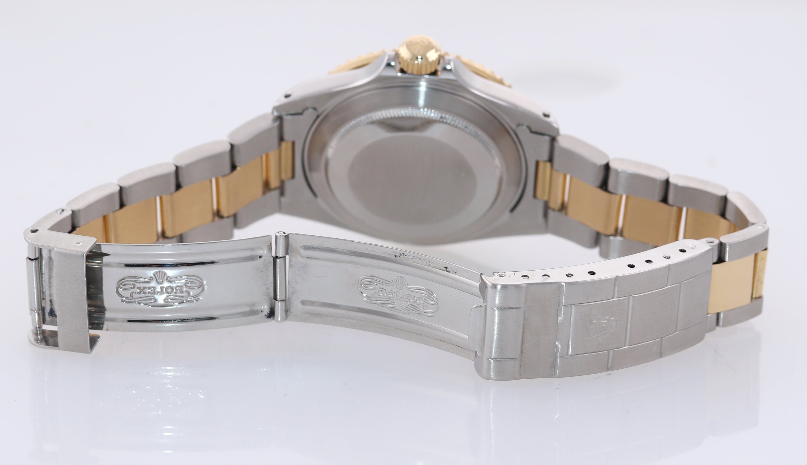 Rolex Submariner 16613 Two Tone Steel 18k Gold Blue Sunburst Purple Dial Watch