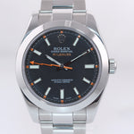 MINT Rolex Milgauss 116400 Stainless Steel Black Dial 40mm Watch and Box
