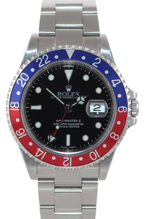 2006 PAPERS Rolex GMT-Master 2 Pepsi Blue Red Steel 16710 40mm NO HOLES Watch
