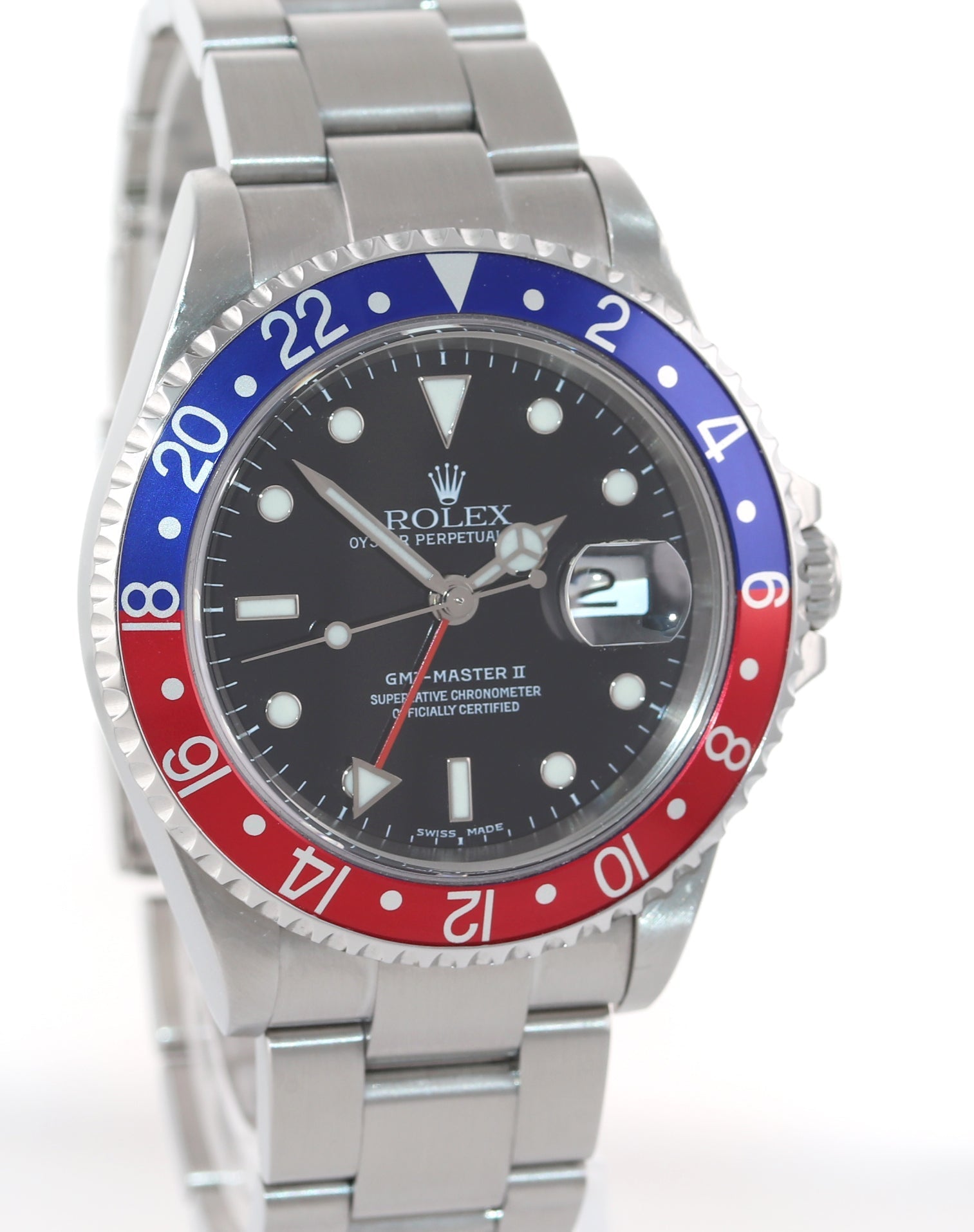 2005 PAPERS Rolex GMT-Master 2 Pepsi Blue Red Steel 16710 40mm NO HOLES