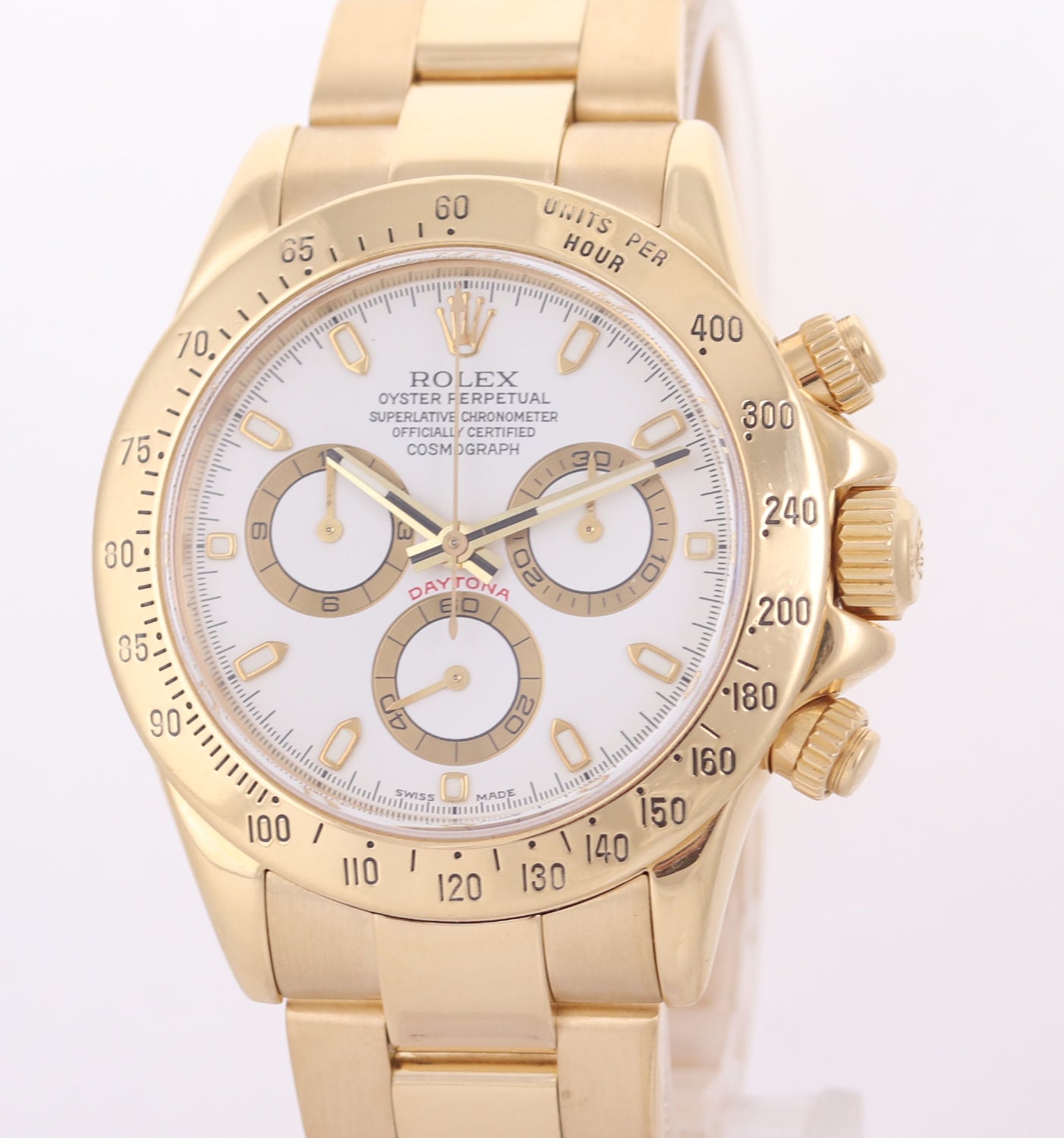PAPERS Rolex Daytona Cosmo 116528 White Dial 18K Yellow Gold 40mm Watch Box