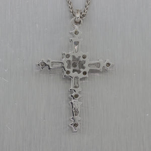 Modern 14k White Gold 0.50ctw Diamond Cross 18" Necklace